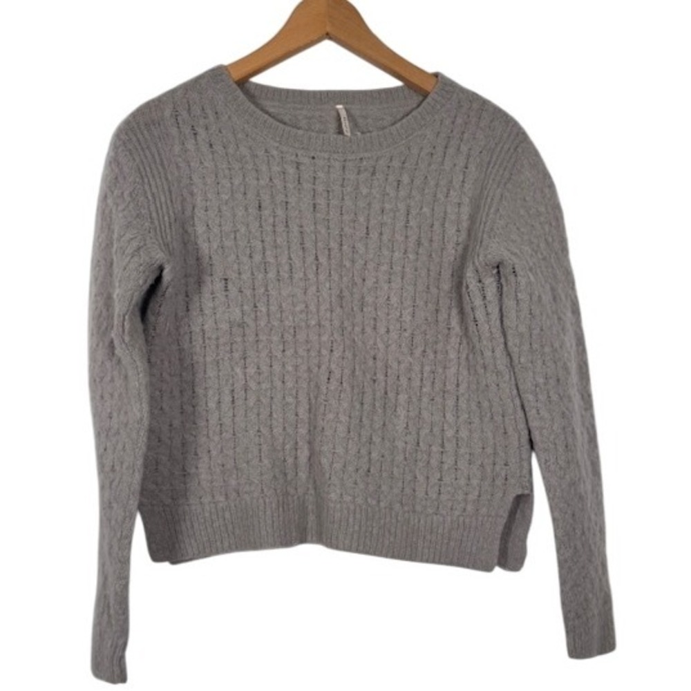 the LETTER‎ Womens Gray Alpaca Wool Blend Cable Knit Crew Neck Sweater Size S